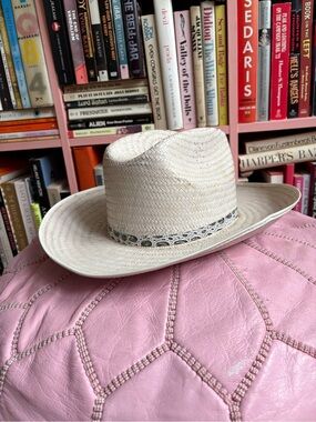 Vintage Men's Straw Western Hat - Natural